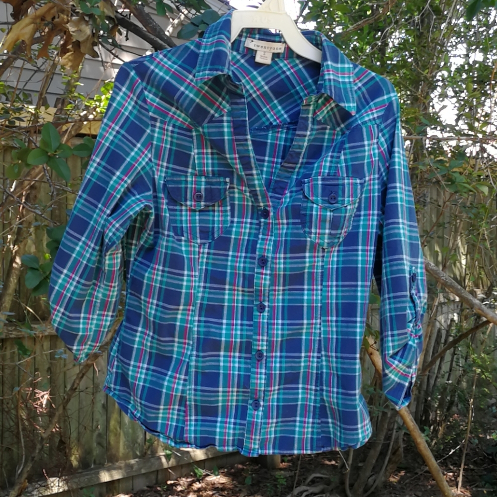 Forever 21 Blue Plaid Button Down